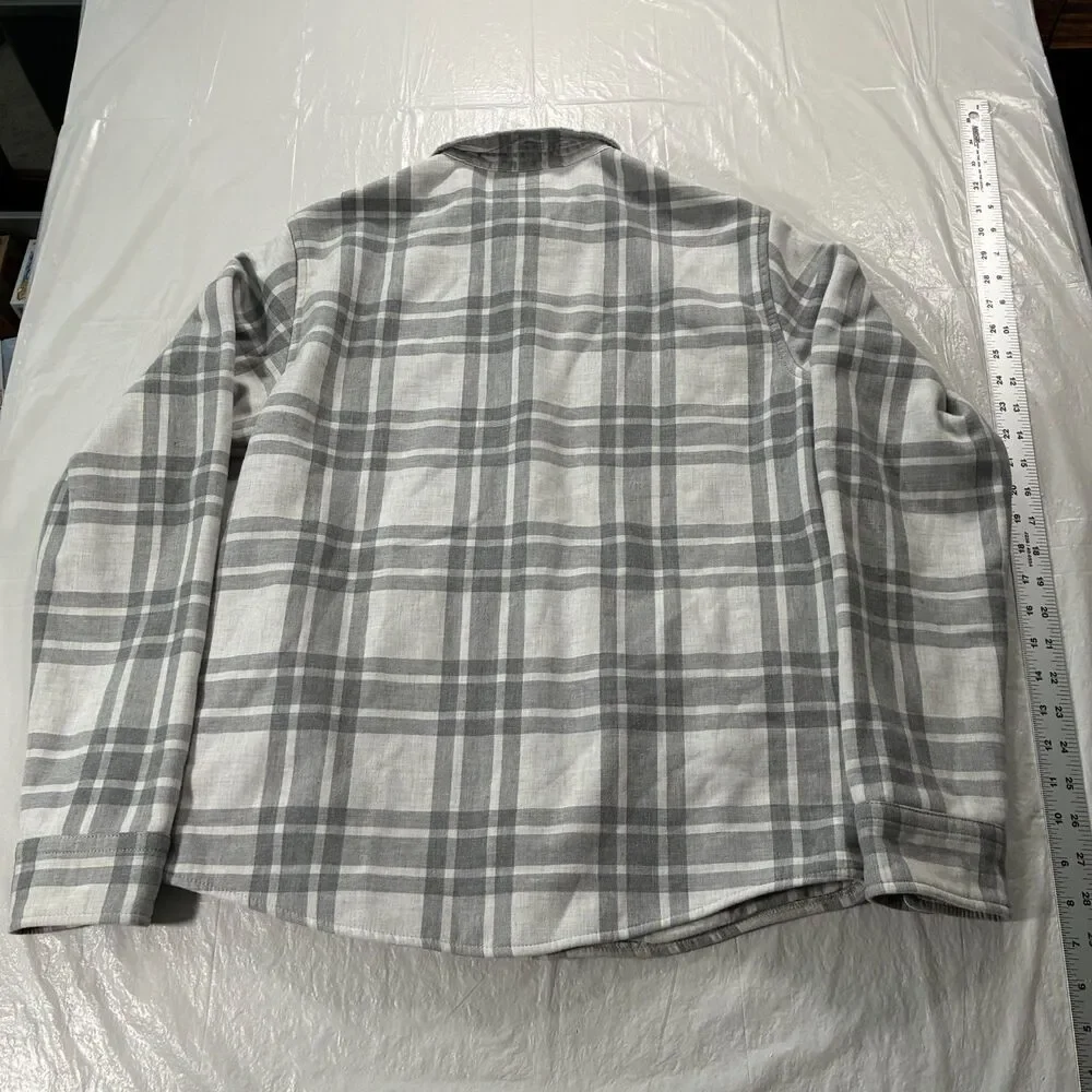 Vuori Range Shirt Jacket Men Small Flannel Snap Fleece Lined Shacket V246 Gray